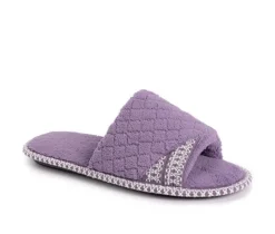 MUK LUKS Sally Micro Chenille Open Toe Scuff Slippers