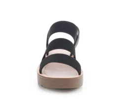 Women's Blue Aura Button Sandals