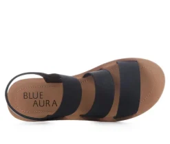 Women's Blue Aura Button Sandals