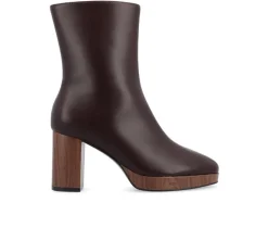 Women's Journee Collection Romer Block Heeled Platform Booties