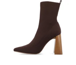 Women's Journee Collection Noralinn Heeled Stretch Knit Booties