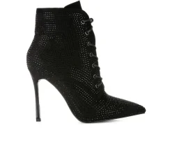 Women's London Rag Head On Lace Up Stiletto Booties