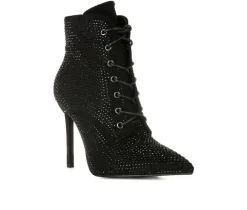 Women's London Rag Head On Lace Up Stiletto Booties