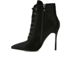 Women's London Rag Head On Lace Up Stiletto Booties