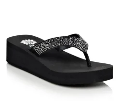 Women's Yellow Box Africa Wedge Flip-Flops